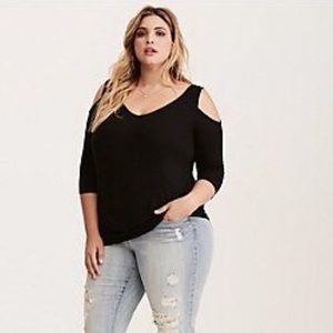 Torrid Size 3 Black strappy back cold shoulder tee